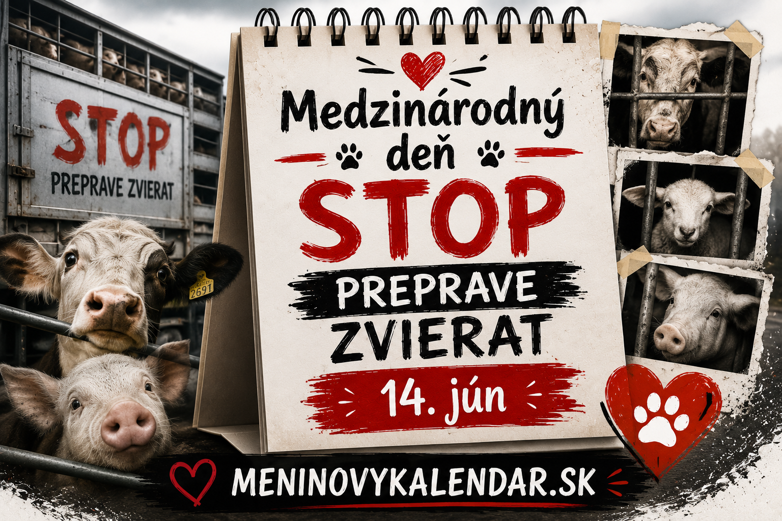 Medzinárodný deň “Stop preprave zvierat” (14. jún) – Hlas za tých, čo hovoriť nemôžu 🐄🚚❌