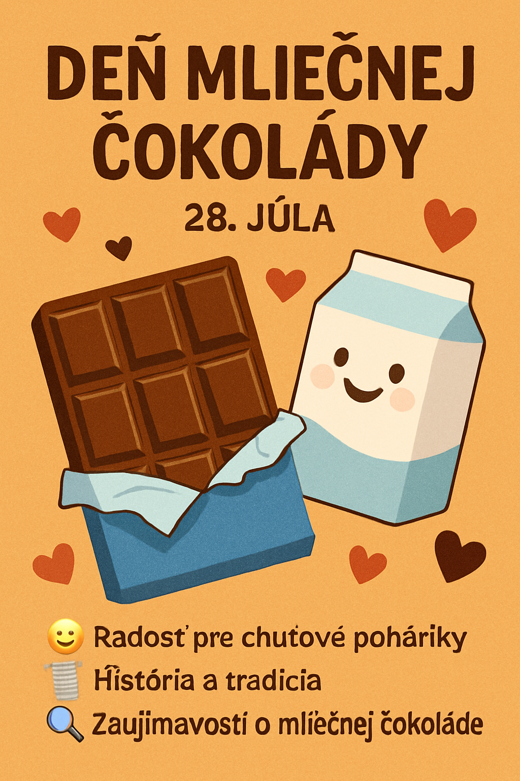 Deň mliečnej čokolády (28. júl) 🍫 – Sladký sviatok plný radosti!