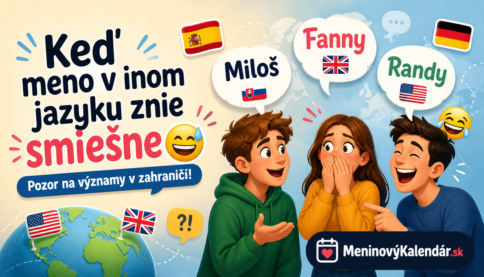 Krstné mená, ktoré môžu byť v inom jazyku vulgárne alebo smiešne