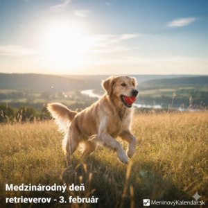 <figure style="margin: 25px 0; text-align: center;"> <img src="URL_VÁŠHO_OBRÁZKA.jpg" alt="Zlatý retriever beží s červenou loptičkou pri západe slnka - Medzinárodný deň retrieverov MeninovýKalendár.sk" style="max-width: 100%; height: auto; border-radius: 12px; box-shadow: 0 4px 12px rgba(0,0,0,0.15);"> <figcaption style="font-size: 0.9em; color: #555; margin-top: 10px; font-style: italic;">Radosť z pohybu a aportovania je pre retrievery typická.</figcaption> </figure> 