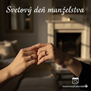 <img src="cesta-k-obrazku.jpg" alt="Detail na prepletené ruky manželov so zlatými snubnými prsteňmi v teplom podvečernom svetle, nápis Svetový deň manželstva a logo meninovýKalendár.sk" width="1024" height="1024">