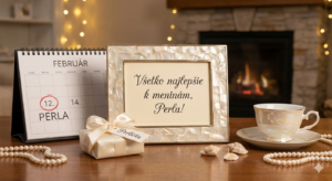 <img src="link-na-tvoj-obrazok-perla.jpg" alt="Elegantné blahoželanie k meninám pre Perlu (12. február) s textom 'Všetko najlepšie k meninám, Perla!'. Na obrázku je perleťový rámik, kalendár s nápisom FEBRUÁR a označeným dátumom 12., darček s menovkou Perlička, šálka čaju a perlové náhrdelníky v útulnom prostredí pri krbe.">