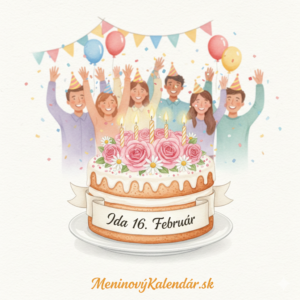 <img src="odkaz-na-obrazok-ida.jpg" alt="Akvarelová ilustrácia meninového priania pre Idu s dátumom 16. február. V popredí je dvojposchodová torta s bielou polevou, zdobená ružovými ružami, margarétkami a horiacimi sviečkami. V pozadí sa veselí ľudia v párty čiapkach, s balónmi a konfetami. V dolnej časti je odkaz MeninovýKalendár.sk." title="Meninové prianie: Ida 16. február" style="max-width: 100%; height: auto; border-radius: 8px;"> 
