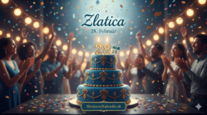 <img src="cesta-k-obrazku-zlatica.jpg"
alt="Slávnostné prianie k meninám pre Zlaticu: Modrá trojposchodová torta so zlatým dekorom a sviečkami s číslom 28. Na obrázku je nápis 'Zlatica 28. Február', v pozadí tlieskajúci hostia a svetelné girlandy. Dole sa nachádza odkaz MeninovýKalendár.sk."
width="1792"
height="1024">