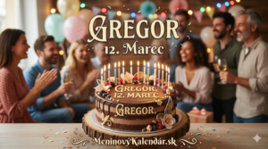 <img src="cesta_k_vasmu_obrazku.jpg" alt="Narodeninová torta s nápisom Gregor, 12. marec v popredí, na pozadí skupina ľudí na oslave">
