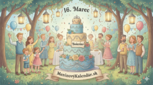 <img src="prianie-boleslav.jpg" alt="Prianie k meninám pre Boleslava s viacposchodovou tortou, oslavou v záhrade a textom 16. marec">
