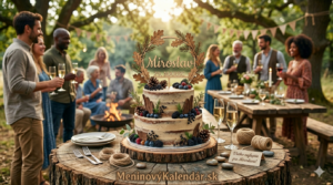 <img src="prianie-miroslav.jpg"
alt="Rustikálna nahá torta zdobená lesným ovocím a šiškami s nápisom Miroslav 29. Marec, v pozadí oslava v prírode pri ohnisku a odkaz MeninovýKalendár.sk"
width="100%">