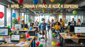 <img src="cesta-k-vasmu-obrazku.jpg"
alt="Širokouhlý záber na modernú open-plan kanceláriu plnú usmievajúcich sa zamestnancov, ktorí oslavujú 1. apríl. V priestore sa vznášajú a na podlahe sú rozhádzané desiatky farebných balónov. Niekoľko kolegov veselo jazdí na kancelárskych stoličkách medzi stolmi s počítačmi, ostatní tlieskajú a smejú sa. Nad všetkým žiari veľký neonový nápis: 1. APRÍL – ZÁBAVA V PRÁCI JE KĽÚČ K ÚSPECHU. V pravom dolnom rohu je biele logo meninovýKalendár.sk s ikonkou kalendára."
title="1. apríl - Zábava v práci">