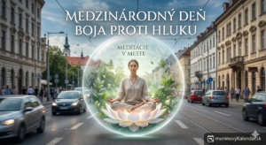 <img src="cesta-k-vasmu-obrazku.jpg"
     alt="Pokojná vizualizácia Meditácie v meste k Medzinárodnému dňu boja proti hluku. Uprostred rušnej mestskej ulice s rozmazanými idúcimi autami a historickými budovami sedí žena v meditačnej polohe v rozkvitnutom lotosovom kvete. Je obklopená priehľadnou ochrannou bublinou, v ktorej rastú jemné zelené listy. Nad bublinou je veľký biely nápis: MEDZINÁRODNÝ DEŇ BOJA PROTI HLUKU a menší text: MEDITÁCIE V MESTE. V pravom dolnom rohu sa nachádza logo meninovýKalendár.sk."
     title="Medzinárodný deň boja proti hluku – Ticho uprostred chaosu">
