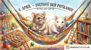 <img src="cesta-k-vasmu-obrazku.jpg"
alt="Roztomilá akvarelová ilustrácia k Svetovému dňu potkanov. Dva inteligentne vyzerajúce potkany (jeden hnedý s okuliarmi a zvitkom, druhý biely s kľúčom) sedia v pohodlnom vzorovanom hamaku. Sú obklopení symbolmi šikovnosti: dreveným bludiskom, rebríkmi, farebnými kockami a knižnicou s nápismi Vedomosti a Zvedavosť. Nad nimi je nápis: 4. APRÍL – SVETOVÝ DEŇ POTKANOV. V pravom dolnom rohu je logo meninovýKalendár.sk."
title="4. apríl – Svetový deň potkanov">