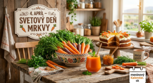 <img src="cesta-k-vasmu-obrazku.jpg" 
     alt="Moderná a živá vizualizácia Svetového dňa mrkvy v rustikálnom štýle. Na drevenom stole uprostred presvetlenej kuchyne dominuje miska s čerstvými farebnými karotkami s bohatou zelenou vňaťou. Dopĺňa ich pohár žiarivej oranžovej šťavy s mätou, nátierka v pohári a v pozadí lákavý mrkvový koláč ozdobený marcipánovými mrkvičkami. Na stene visí ozdobná tabuľa s nápisom: 4. APRÍL – SVETOVÝ DEŇ MRKVY. V pravom dolnom rohu je biele logo meninovýKalendár.sk." 
     title="4. apríl – Svetový deň mrkvy">
