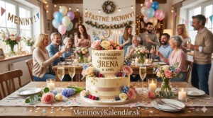 <img src="prianie-irena-6-april.jpg" 
     alt="Elegantná dvojposchodová torta zdobená kvetmi, ovocím a zlatými prvkami s nápisom Všetko najlepšie k meninám, Irena 6. apríl, v pozadí oslavujúca rodina a priatelia s balónmi a odkaz MeninovýKalendár.sk" 
     title="Prianie k meninám - Irena 6. apríl">
