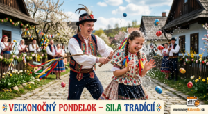 <img src="cesta-k-obrazku.jpg"
alt="Dynamická slovenská veľkonočná šibačka v ľudových krojoch: mládenec s pleteným korbáčom a dievča v postreku vody, lietajúce kraslice, nápis Veľkonočný pondelok – Sila tradícií a logo meninovýKalendár.sk"
title="Veľkonočný pondelok – Sila tradícií">