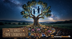<img src="den-surodencov.jpg" 
     alt="Symbolická vizualizácia Súrodeneckého stromu ku Dňu súrodencov: rozložitý strom s koreňmi obrastajúcimi detské topánočky a konármi spájajúcimi sa do siluety dvoch postáv držiacich sa za ruky pod hviezdnou oblohou, nápis 10. apríl – Deň súrodencov a logo meninovýKalendár.sk" 
     title="10. apríl – Deň súrodencov">
