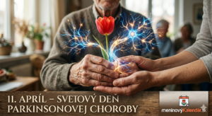 <img src="den-parkinsonovej-choroby.jpg" 
     alt="Silná umelecká vizualizácia ku Svetovému dňu Parkinsonovej choroby: z dlaní pacienta držiaceho červený tulipán vyrastá žiarivá svetelná sieť neurónov symbolizujúca nádej a prepojenie, nápis 11. apríl – Svetový deň Parkinsonovej choroby a logo meninovýKalendár.sk" 
     title="11. apríl – Svetový deň Parkinsonovej choroby">

