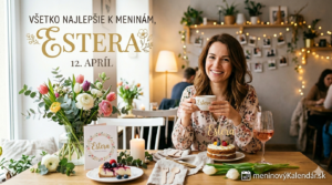 <img src="cesta-k-obrazku-estera.jpg"
alt="Elegantné blahoželanie k meninám pre Esteru, 12. apríl, so slávnostným prestieraním, kyticou kvetov a logom meninovýKalendár.sk"
width="1280"
height="720">