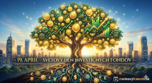 <img src="strom-bohatstva.jpg"
alt="Inšpiratívna vizualizácia Stromu bohatstva: z koreňov tvorených rôznymi svetovými menami a symbolmi fondov vyrastá mohutný strom. Jeho koruna je plná žiariacich zlatých mincí s menami (€, $, ¥) a grafov rastu, ktoré sú prepojené s futuristickým mestským panorámou. Nápis 19. apríl – Svetový deň investičných fondov a logo meninovýKalendár.sk"
title="19. apríl – Svetový deň investičných fondov">
