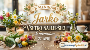 <img src="blahozelanie-jarko-27-april.jpg" 
     alt="Štýlové meninové blahoželanie pre Jarka na 27. apríla s jarnou dekoráciou, kyticou tulipánov a logom meninovýKalendár.sk" 
     width="1280" 
     height="720">
