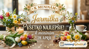 <img src="blahozelanie-jarmilka-28-april.jpg" alt="Štýlový obrázok k meninám pre Jarmilku na 28. apríla s jarnými kvetmi, sviečkou a logom meninovýKalendár.sk" width="1280" height="720">