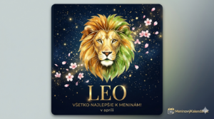 <img src="pohladnica-leo.jpg" alt="Luxusná digitálna pohľadnica k meninám pre mena Leo. Umelecky stvárnená hlava leva v kombinácii zlatých geometrických línií a akvarelových ťahov v odtieňoch jantárovej a jarnej zelenej farbe. Pozadie tvorí tmavomodrá nočná obloha so zlatými hviezdami, ktorou poletujú jemné ružové lístky čerešne. V spodnej časti dominuje veľký zlatý nápis 'LEO' s textom 'VŠETKO NAJLEPŠIE K MENINÁM! v apríli'. V dolnom rohu sa nachádza logo MeninovýKalendár.sk.">