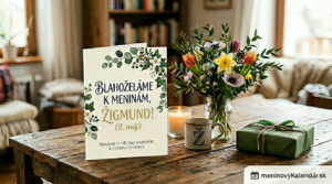 <img src="zigmund-meninove-prianie.jpg" alt="Elegantné blahoželanie k meninám pre Žigmunda na 2. máj s jarnou kyticou, darčekom, sviečkou a logom meninovýKalendár.sk" title="Blahoželanie k meninám - Žigmund">