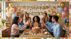 <img src="meninove-prianie-galina.jpg" 
     alt="Slávnostné prianie k meninám pre Galinu (3. máj) so sviatočnou tortou, kvetmi, prípitkom a oslavujúcou skupinou ľudí, s odkazom MeninovýKalendár.sk" 
     width="1280" 
     height="720">
